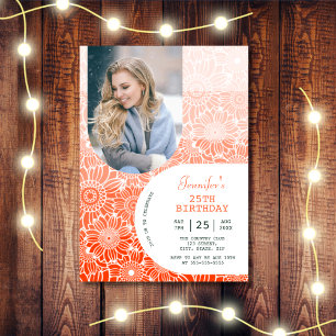 Invitation Floral Arc en arc-en-ciel Orange Stripes Arc Photo
