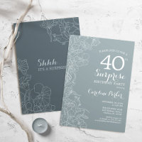 Floral Ardoise Bleu Surprise 40e anniversaire