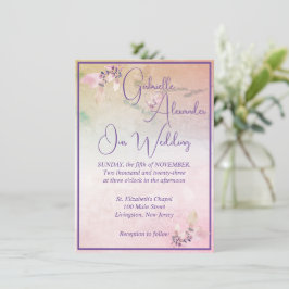 Invitation Floral au-dessus du Mariage Rose des nuages