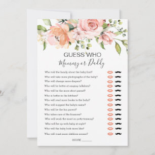 Invitation Floral Baby Bingo/Devinez qui Baby shower jeux