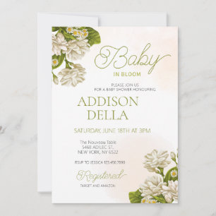 Invitation Floral Baby in Bloom Shower Sexe neutre