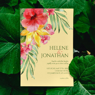Invitation Floral Beach Colorful Tropical Destination Mariage