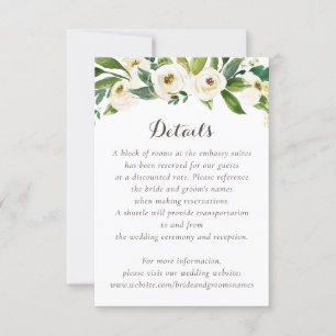 Invitation Floral Beige Blanc Vert Élégant Détails Crest
