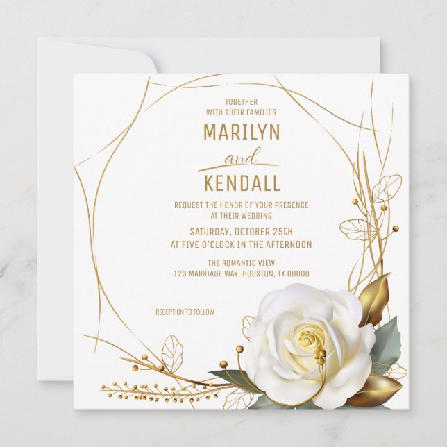 Invitation Floral bio rose or (Devant)