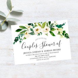 Invitation Floral blanc Toutes les saisons Couples Douche Inv