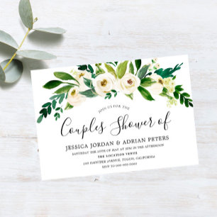 Invitation Floral blanc Toutes les saisons Couples Douche Inv