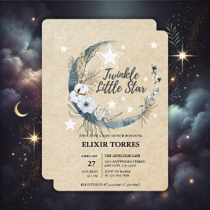 Invitation Floral Blanc Twinkle Petit Baby shower étoile