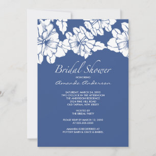 Invitation floral bleu et blanc à la mode de Fête
