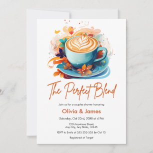Invitation Floral Bleu Le Parfait Mélange Couples Douche