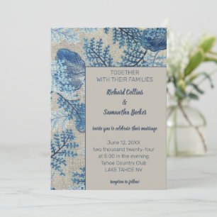 Invitation Floral bleu pointillé