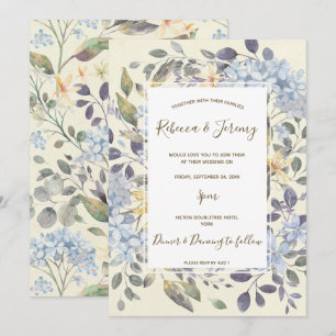 invitation floral bleu pour aquarelle de mariage