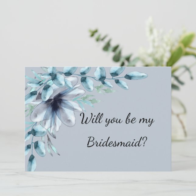 Invitation Floral bleu poussiéreux soit ma proposition de ser (Debout devant)