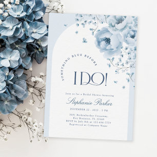 Invitation Floral bleu Quelque chose Fête des mariées Bleu Bo