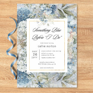 Invitation Floral bleu rustique Quelque Fête des mariées bleu