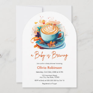 Invitation Floral bleu Un bébé brasse du Baby shower de café