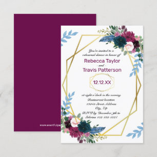 Invitation Floral Blooms Mod Plum V - Dîner de répétition 3x5