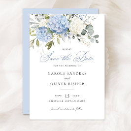 Invitation Floral Blue Hydrangea Mariage de verdure Date de s