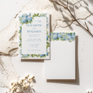Invitation Floral Blue Hydrangeas Mariage aquarelle