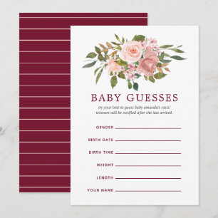 Invitation Floral Blush et Bourgogne Baby shower Baby Guesses