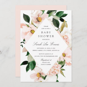 Invitation Floral Blush Hydrangea Élégant Baby shower Chic