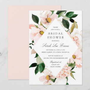 Invitation Floral Blush Hydrangea Élégante Fête des mariées