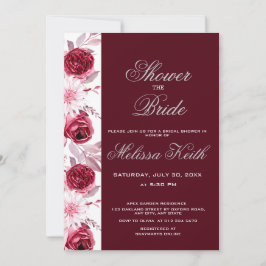 Invitation Floral Blush rose Bourgogne Fête des mariées Scrip