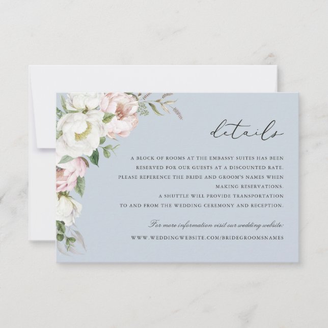 Invitation Floral Blush White Peony Détails de la verdure Ins (Devant)