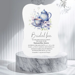 Invitation Floral Boho Blue Tea Pot Party Fête des mariées