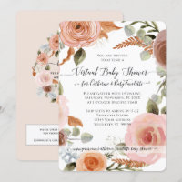 Floral Boho Blush Earth Tone Bébé Douche virtuelle