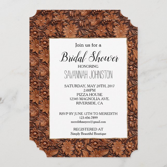Invitation Floral Boho Brown (Devant / Derrière)