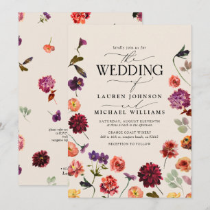 Invitation Floral Boho QR Code Mariage