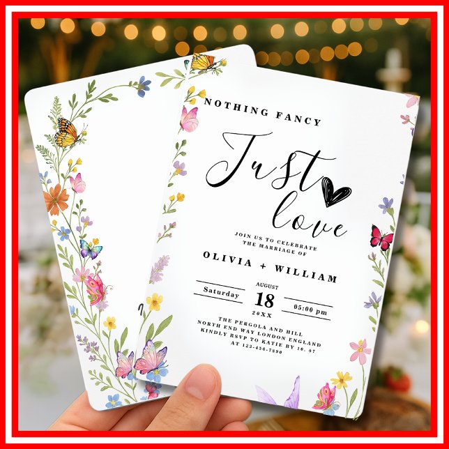 Invitation Floral Boho Rien De fantaisie Juste Amour Mariage (Créateur téléchargé)