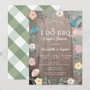 Invitation Floral Bois Rustique I Do BQ Couples Douche