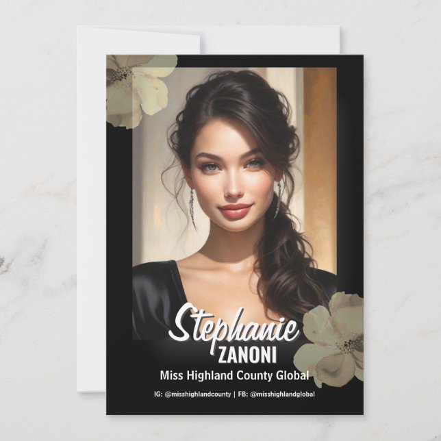 Invitation Floral Border Promotional Pageant Prints | QR Code (Devant)