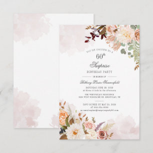Invitation Floral Botanical Pastel 60e fête d'anniversaire