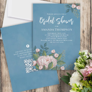 Invitation Floral Botanique Élégant rose pâle Rose Vintage