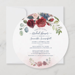 Invitation Floral Bourgogne Eucalyptus Fête des mariées verte