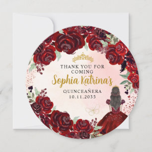 Invitation Floral Bourgogne Gold Quinceanera Anniversaire Mer