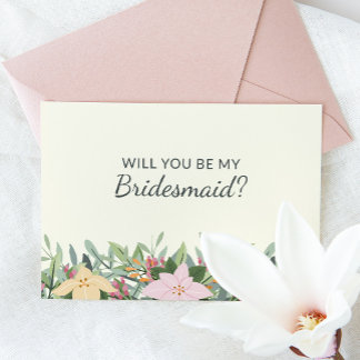 Invitation Floral Bridesmaid Proposal Wedding Card