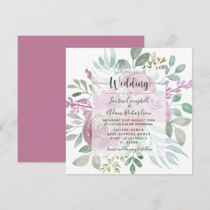 Invitation Floral Burgunday Pink Foliing Mariage
