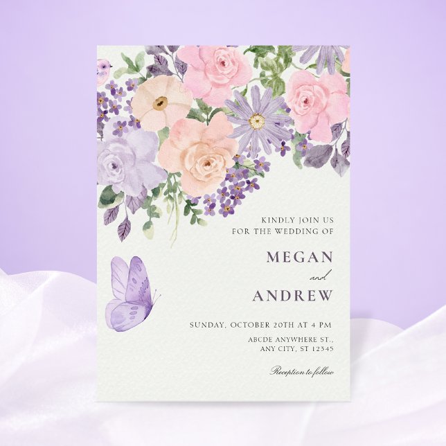 Invitation Floral butterfly wedding (Créateur téléchargé)