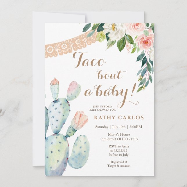 Invitation Floral Cactus Taco ‘Bout a Baby Pampas Grass (Devant)