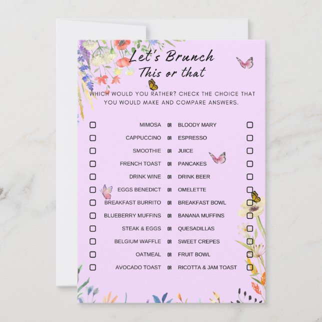 Invitation Floral Ce Jeu Ou Ce Brunch Party (Devant)