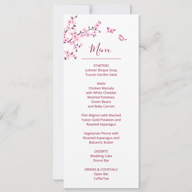 Invitation Floral Cherry Blossom Pink White Wedding    (Devant)