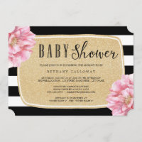 Invitation Floral Chic Baby shower / Champagne