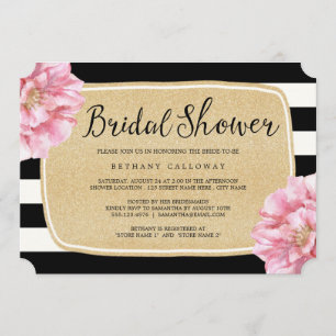 Invitation Floral Chic Douche nuptiale / Champagne