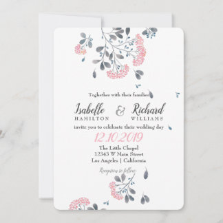 Invitation Floral chic rose mariage d'aquarelle rose