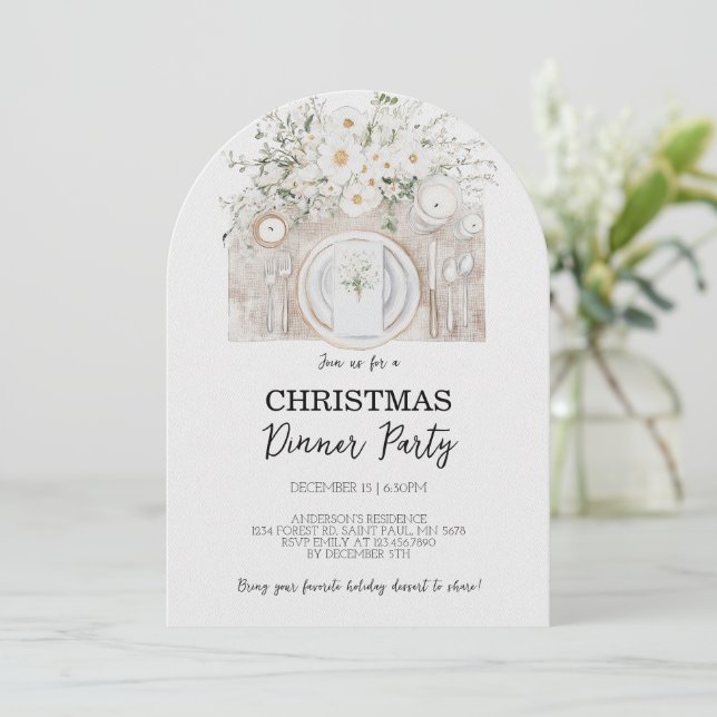 Invitation Floral Christmas Dinner Party (Debout devant)