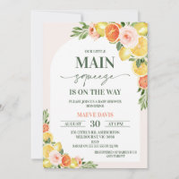 Floral Citron Orange Notre Baby shower principal d