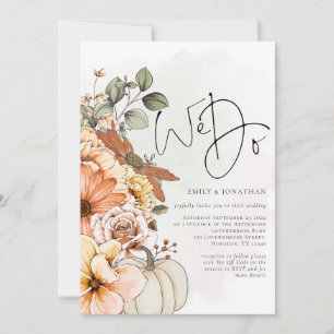 Invitation Floral Citrouille Automne Nous faisons QR Code Mar